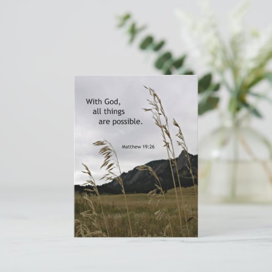 Carte Postale Matthieu 19:26 Avec Dieu, tout est possible (Debout devant)