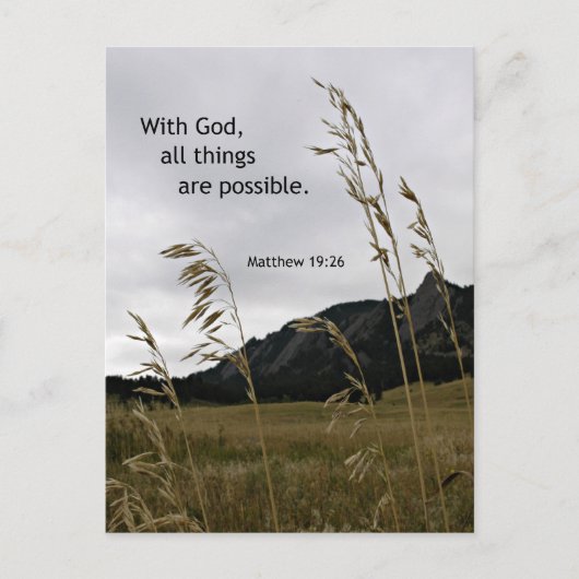 Carte Postale Matthieu 19:26 Avec Dieu, tout est possible (Devant)