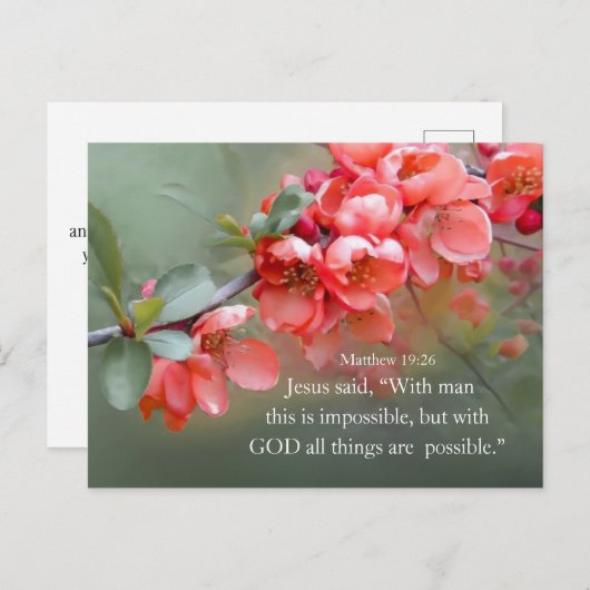 Carte Postale Matthieu 19:26 Avec DIEU, tout est possible (Devant / Derrière)