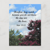 Carte Postale Matthieu 25:13 Donc, observez, parce que vous (Devant)