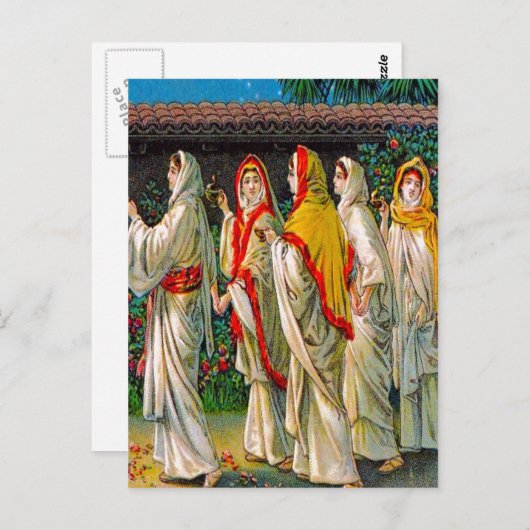 Carte Postale Matthieu 25:1-13 Les Vierges Foolish et Sage (Devant / Derrière)
