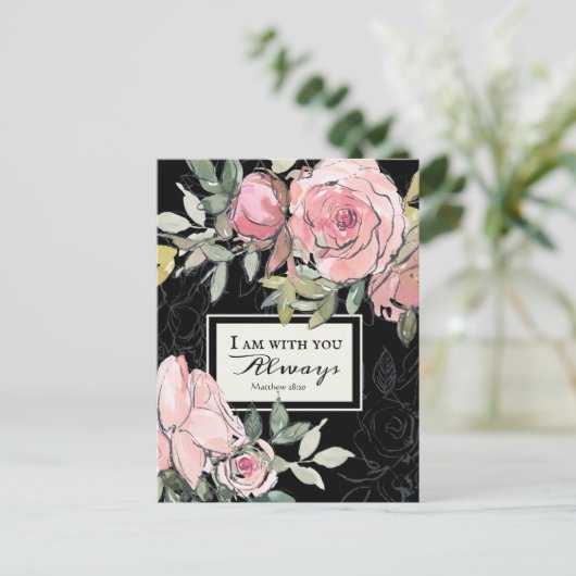 Carte Postale Matthieu 28:20 Je Suis Avec Vous Toujours Fleurs R (Debout devant)
