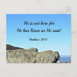 Carte Postale Matthieu 28:6 Il n'est pas ici, car Il s'est levé