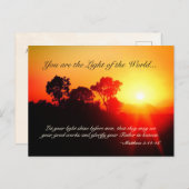 Carte Postale Matthieu 5 14-16 Que Votre Lumière Brille, Verset  (Devant / Derrière)