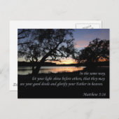 Carte Postale Matthieu 5:16 Que Ta Lumière Brille (Devant / Derrière)