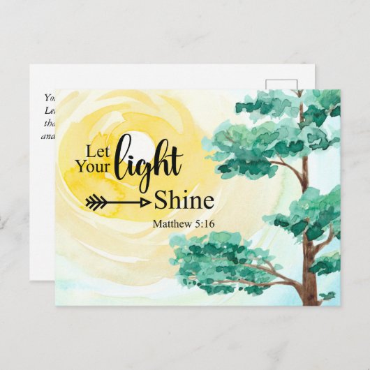 Carte Postale Matthieu 5:16 Que votre lumière brille Bible Chris (Devant / Derrière)