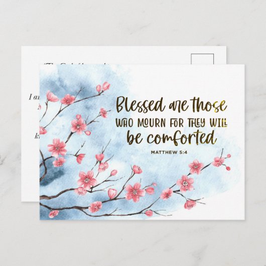 Carte Postale Matthieu 5:4 Heureux ceux qui pleurent Sympathie (Devant / Derrière)