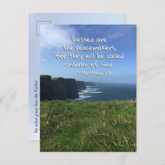 Carte Postale Matthieu 5:9 Heureux sont les Peacemakers, Irlande (Devant / Derrière)