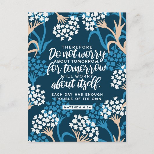 Carte Postale Matthieu 6:34 Verse de la Bible (Devant)