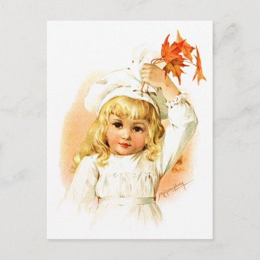 Carte Postale Maud Humphrey : Fille d'automne aux feuilles d'éra (Devant)