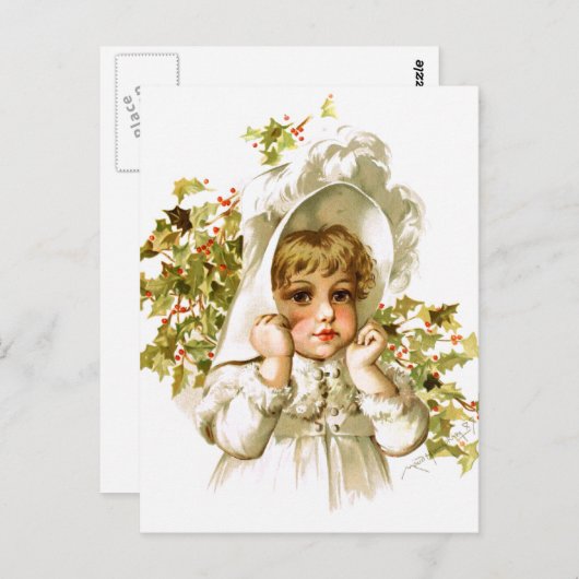 Carte Postale Maud Humphrey : Fille d'automne avec Holly (Devant / Derrière)