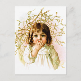 Carte Postale Maud Humphrey : Fille d'hiver sous Mistletoe