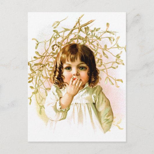 Carte Postale Maud Humphrey : Fille d'hiver sous Mistletoe (Devant)
