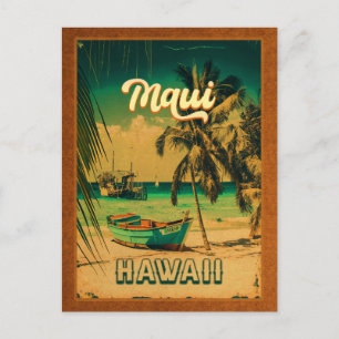 Carte Postale Maui Island Hawaii Rétro Palmiers Souvenirs des an