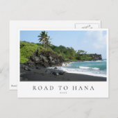 Carte Postale Maui Road à Hana plage de sable noir, Hawaii (Devant / Derrière)