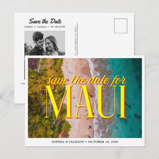 Carte Postale Maui Wedding Save the Date Retro Hawaii (Devant / Derrière)