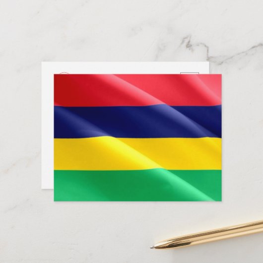 Carte Postale Maurice - Drapeau de mer - (Devant/Arrière en situation)