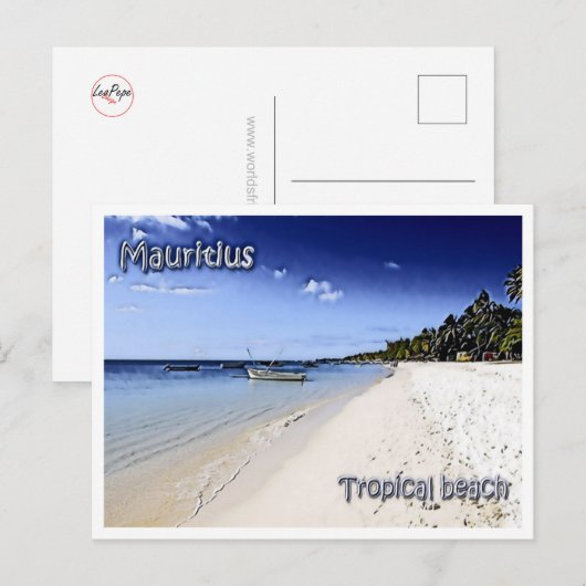 Carte Postale Maurice - Plage tropicale - (Devant / Derrière)