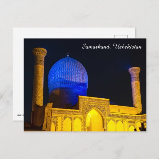 Carte Postale Mausolée d'Amir Timur - Samarkand, Ouzbékistan (Devant / Derrière)