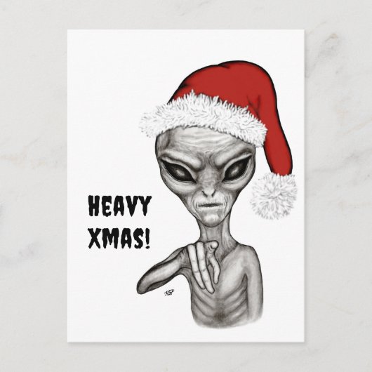 Carte Postale Mauvais Alien, Lourds Noël ! (Devant)