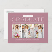 Carte Postale Mauve Typographie Photo Collage Graduation (Devant / Derrière)
