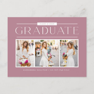 Carte Postale Mauve Typographie Photo Collage Graduation