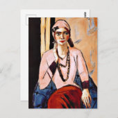 Carte Postale Max Beckmann peinture, Quappi en rose (Devant / Derrière)