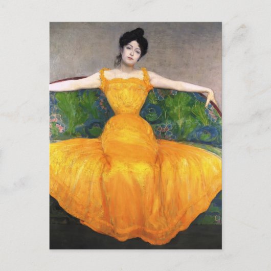 Carte Postale Max Kurzweil - Dame en robe jaune (Devant)