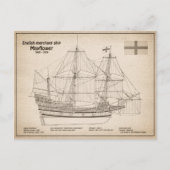 Carte Postale Mayflower - Plans de conception de navire SD (Devant)