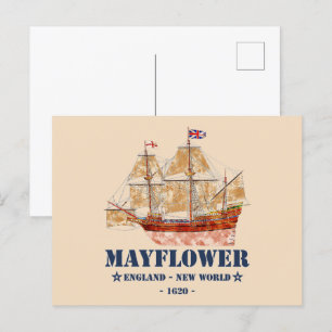 Carte Postale Mayflower Tall Ship - Angleterre au Nouveau Monde 