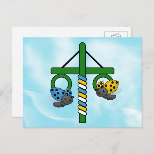 Carte Postale Maypole de Midsummer Ladybugs (Devant / Derrière)