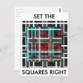 Carte Postale Maze Carré coloré à damiers modèle géométrique (Devant / Derrière)