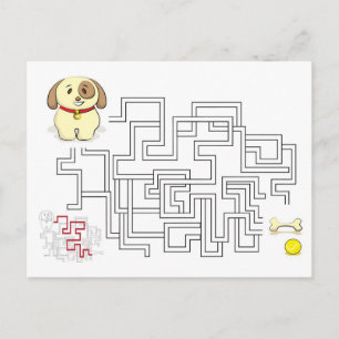 Carte Postale Maze chien de jeu et balle