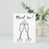 Carte Postale Mazel Tov Mariage Champagne Cheers Sketch Doodle (Debout devant)
