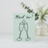Carte Postale Mazel Tov Mariage Champagne Cheers Sketch Doodle (Debout devant)
