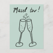 Carte Postale Mazel Tov Mariage Champagne Cheers Sketch Doodle (Devant)