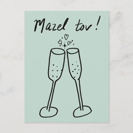 Carte Postale Mazel Tov Mariage Champagne Cheers Sketch Doodle (Devant)