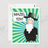 Carte postale Mazel Tov - Rabbi juif (Devant / Derrière)