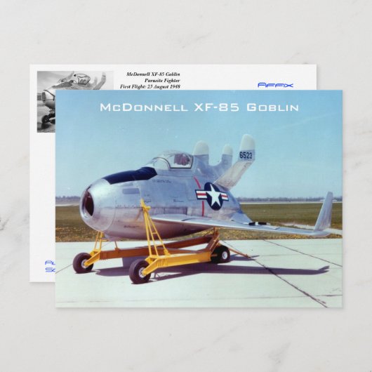 Carte postale McDonnell XF-85 Goblin (Devant / Derrière)