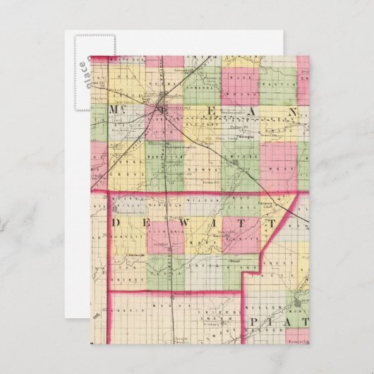 Carte Postale McLean, De Witt, Comtés de Piatt (Devant / Derrière)