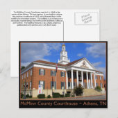 Carte Postale McMinn County Courthouse - Athènes, TN (Devant / Derrière)