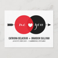 Carte postale Me & You Diagramme de Venn cœur Enre