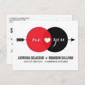 Carte postale Me & You Diagramme de Venn cœur Enre (Devant / Derrière)