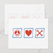 Carte Postale Mécanique de l'amour de la paix Carrés (Devant / Derrière)