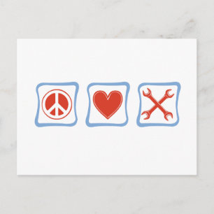 Carte Postale Mécanique de l'amour de la paix Carrés