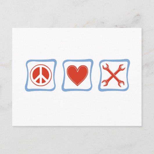 Carte Postale Mécanique de l'amour de la paix Carrés (Devant)