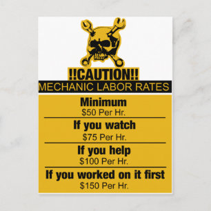 Carte Postale Mechanic labor rates - Caution