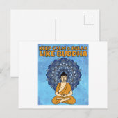 Carte Postale Médaille De Bouddha Mandala Avec Dit (Devant / Derrière)