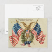 Carte Postale Médaille de la couronne du drapeau américain Aigle (Devant / Derrière)