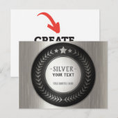 Carte Postale MÉDAILLE DIY IMPRESSION PERSONNALISÉE Argent AJOUT (Devant / Derrière)